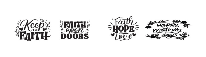 Lettering Quote with Faith in Ribbon on Transparent Backgrounds, Art. Faith is essential modern design File, vector illustration.