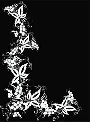 corner decorated by berries isolated on black background