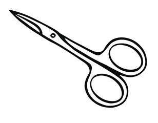 Small Grooming. Scissors Line Art Illustration. Icon of Manicure Tool for Nail Care and Personal Hygiene. Isolated Beauty Accessory Outline.
