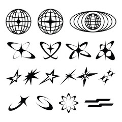 Abstract Geometric Symbols Collection in Y2K Futuristic Streetwear Style © Euangfa