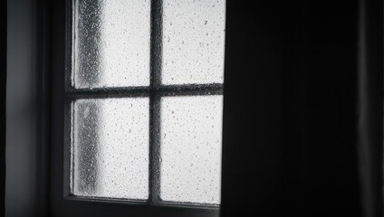 Naklejka premium Rainy Day Window - A Study in Monochrome and Isolation.
