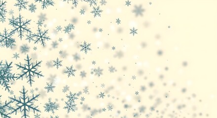 Soft falling snowflakes on a pale yellow background