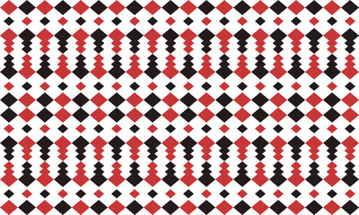 Two tone red and black seamless geometric pattern, seamless geometric pattern with square, diamond strip vertical column repeat pattern, replete image, design for fabric printing, zigzag