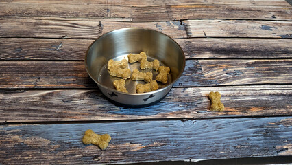 Homemade cookies served in a dog bowl. 