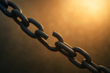 Broken metal chain link symbolizing freedom and liberation