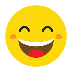 Fototapeta premium Joyful yellow face with wide open mouth emoji happy