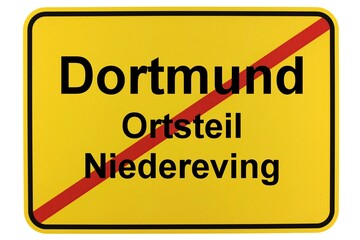 Illustration eines Ortsschildes des Dortmunder Ortsteils Niedereving