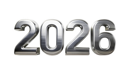 Modern Geometric Sans Serif Typography in Metallic Silver Transparent Background PNG