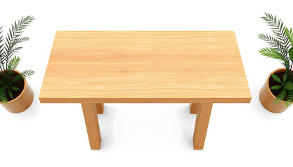 Light wooden table top isolated on white background - can be used for display or montage your products. 3d illustration