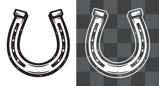 Horseshoe Vector Illustration in Detailed Vintage Engraving Style Perfect for Posters Stickers Logos Apparel and Western Themed Decor Featuring Classic Lucky Symbol Design from the Old Wild West Era