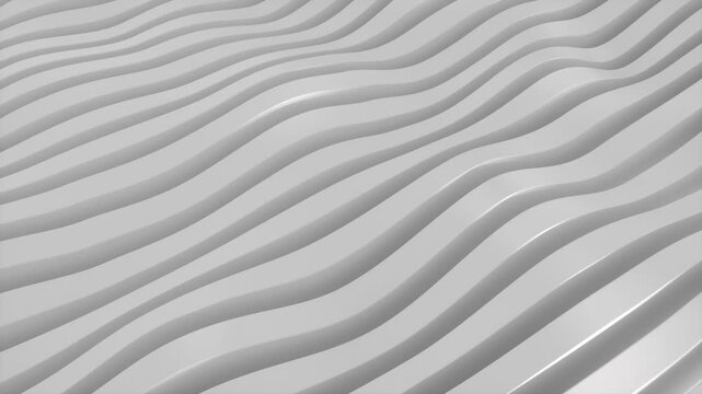 Elegant grey and white abstract background with undulating parametric lines. Soft, clean, and modern wavy motion design perfect for corporate projects. 3d loop animation 4k