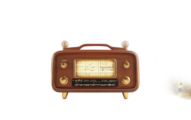 Fototapeta premium Classic retro radio playing holiday countdown symbolizing celebration connection and timeless charm isolated on transparent background PNG