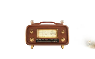 Classic retro radio playing holiday countdown symbolizing celebration connection and timeless charm isolated on transparent background PNG