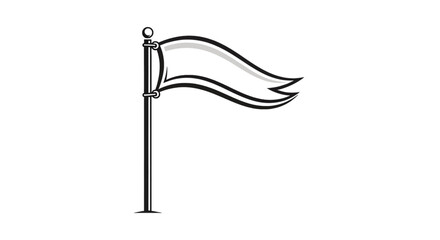 A simple black and white sketch of a flag waving on a pole.