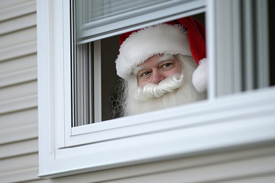Santa Claus Peeking Through a Window – Funny Christmas Humor