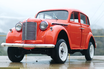 vintage red car