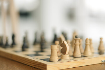close up of chess pieces on the board