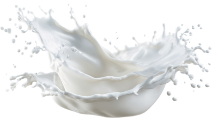 Milk splash isolated on transparent white background