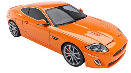 orange car isolated on transparent white background