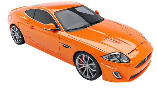 orange car isolated on transparent white background