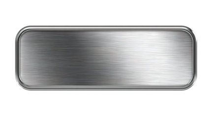 silver shiny blank metal nameplate isolated on transparent white background, clipping path