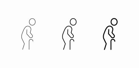 elderly person cane icon sign vector