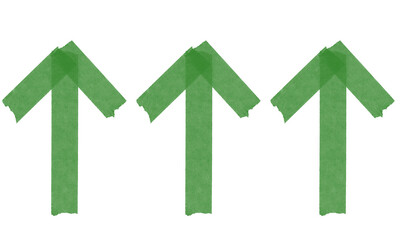 Isolated green torn tape arrow set.