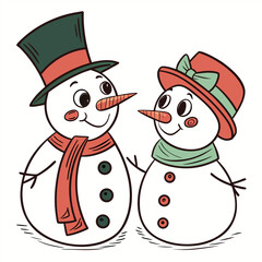 Cheerful snowman welcoming winter