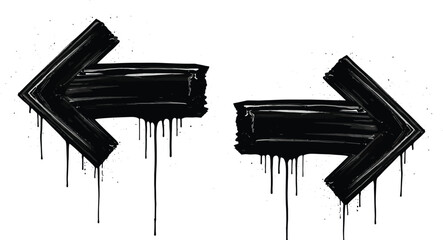 Two graffiti arrows pointing in opposite directions with dripping paint effect on white background