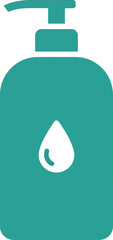 Teal lotion bottle with water drop icon flat design vector