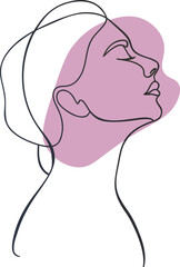 Elegant female face profile abstract line art beauty