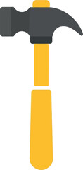 Flat design hammer tool icon yellow handle construction diy vector