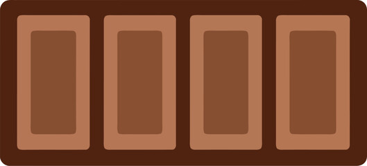 Four segment chocolate bar sweet treat food illustration top view vector