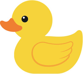 Cute yellow rubber duck bathtub toy simple vector icon vector