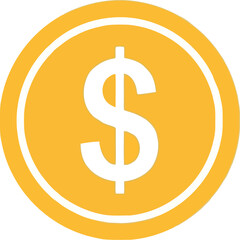 Golden dollar coin money symbol finance investment wealth vector
