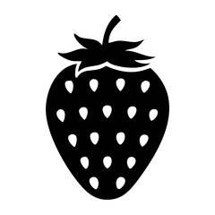 Black silhouette of a strawberry with seeds