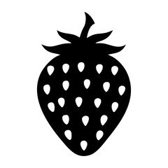 Black silhouette of a strawberry with seeds