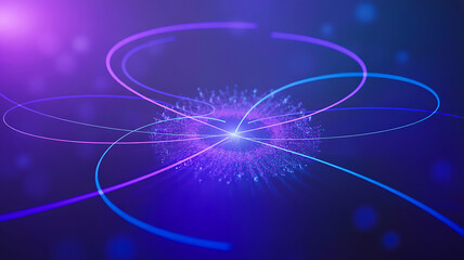 Abstract glowing purple and blue circular light motion representing digital energy flow
