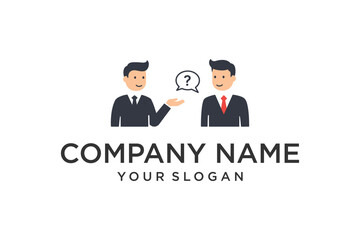 Two Businessmen with Question Mark Speech Bubble, Business Communication, Consultation, and Problem-Solving Concept