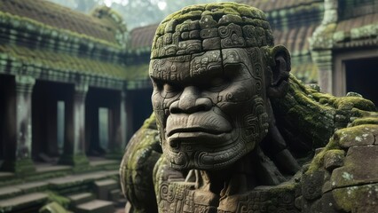 Obraz premium Ancient stone giant shrouded in moss