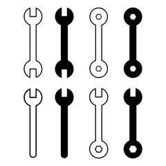 Wrench Icon Set for Tools and Maintenance Design