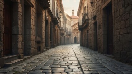 Fototapeta premium Ancient cobblestone alleyway
