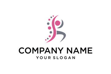 Abstract Human Figure Logo with Spinal Dots for Health, Wellness, and Physiotherapy