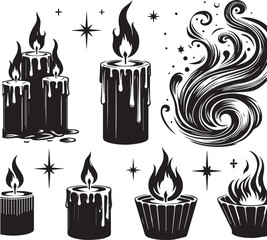 Minimalistic Candle Silhouette with Soft Glow on Dark Background