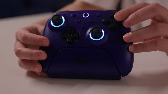 This modern wireless game controller has stylish LED lights for enhanced visual appeal