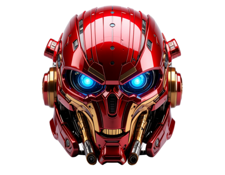 Iron Mech Helmet Close-Up 3D Concept