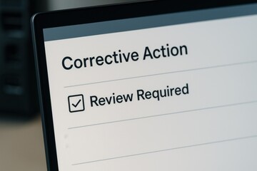 Corrective Action Checklist with Review Status on a Computer Screen