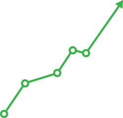Green Line Graph with Upward Arrow Representing Business Growth and Financial Performance Improvement