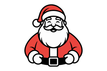 Happy cartoon Santa Claus with a big white beard and red suit