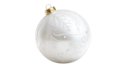 white  christmas ball isolated on white transparent background , png 